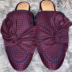 a new day slip on burgundy and blue flats w/ bows